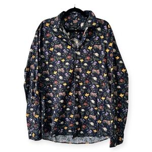Simons Le 31 Navy Spring Dark Floral Casual Button Down Shirt
